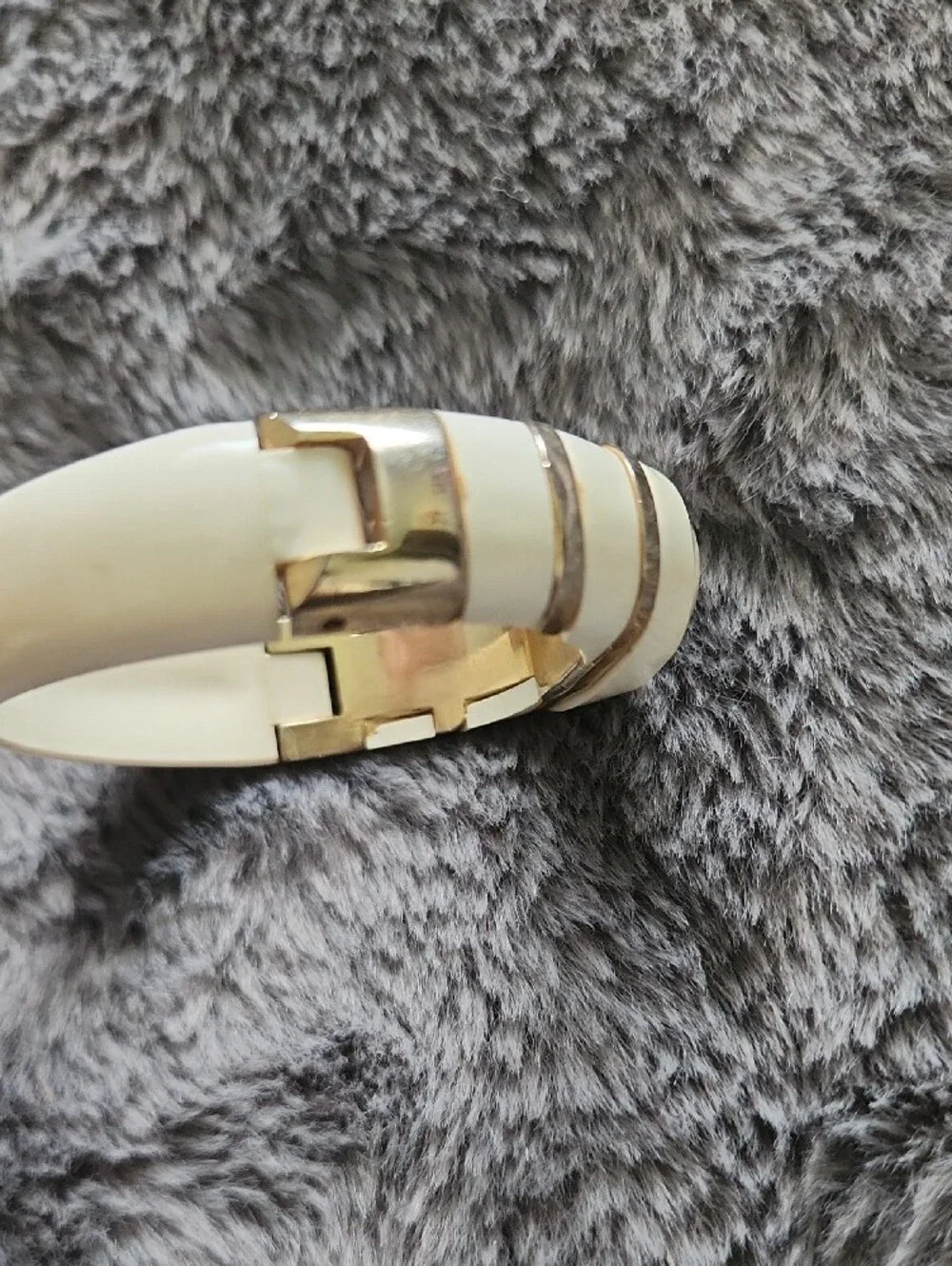 Geneva Cream and Gold Oval Bangle Watch